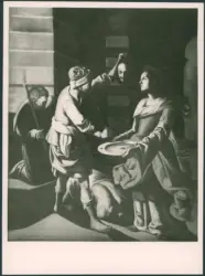 Anonimo caravaggesco italiano - sec. XVII - Carnefice presenta a Salomè la testa di san Giovanni Battista