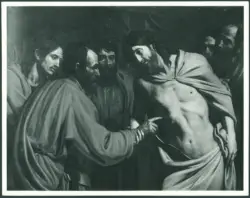 Anonimo caravaggesco italiano - sec. XVII - Incredulità di san Tommaso