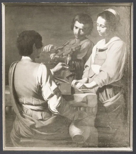 Anonimo caravaggesco francese - sec. XVII - Concerto con bevitore
