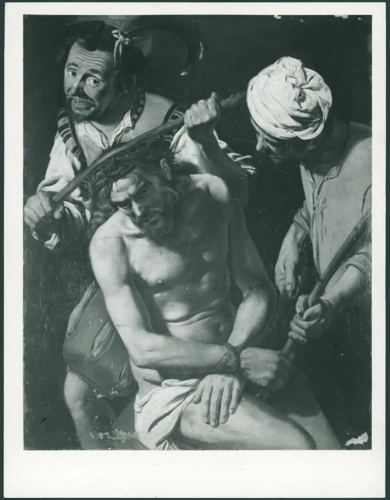 Anonimo caravaggesco franco-olandese; Anonimo caravaggesco tedesco - sec. XVII - Incoronazione di spine