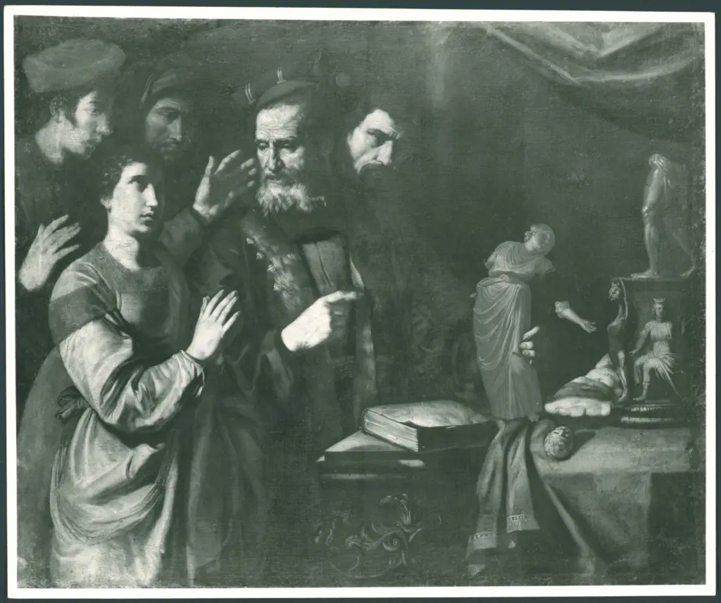 Anonimo caravaggesco tedesco - sec. XVII - Santa Caterina d'Alessandria rifiuta di adorare gli idoli