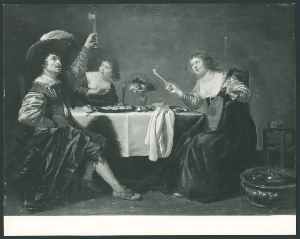 Bijlert Jan Harmensz van - sec. XVII - Scena di banchetto con suonatrice di liuto