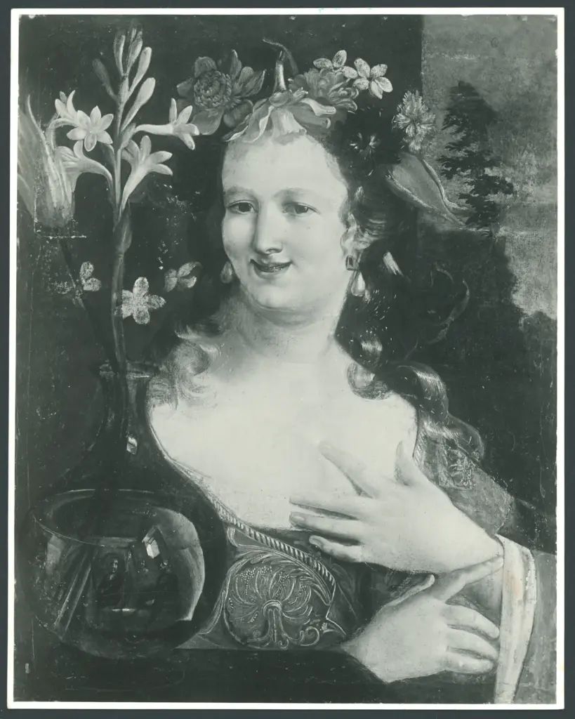 Caroselli Angelo - sec. XVII - Figura femminile con vaso di fiori