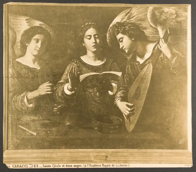 Caracci. 123. Sainte Cecile et deux anges. (à l'Acadèmie Royale de Lisbonne).