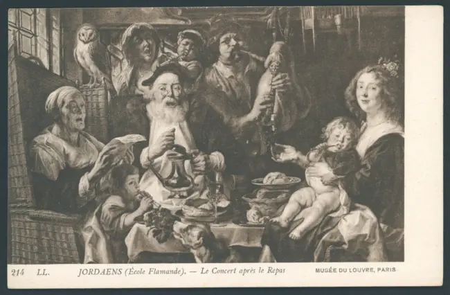 Scena di banchetto con musicisti e cantori