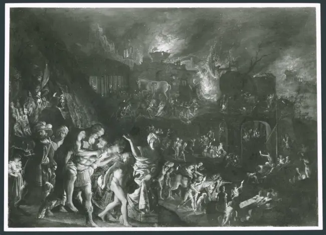 Lastman Pieter - sec. XVII - Enea e Anchise in fuga da Troia in fiamme
