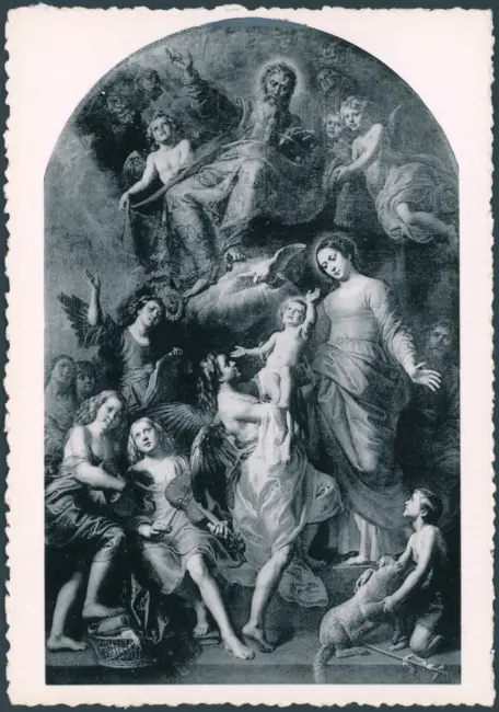 Bruxelles - Eglise du Béguinage. La Ste Trinité, La Ste-Vierge, St-J. Bte et des Anges, par Van Loon. XVIIe siécle.