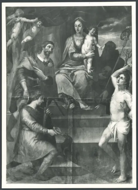 Madonna con Bambino e san Galgano (?), san Sebastiano, san Rocco e un altro santo
