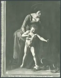 Roma. Galleria Borghese. Particolare della Vergine col Figlio; Caravaggio.
