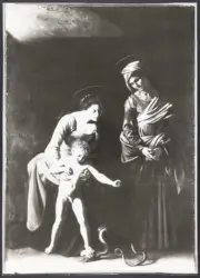 Merisi Michelangelo (Caravaggio) - sec. XVII - Madonna con Bambino che calpesta un serpente e sant'Anna