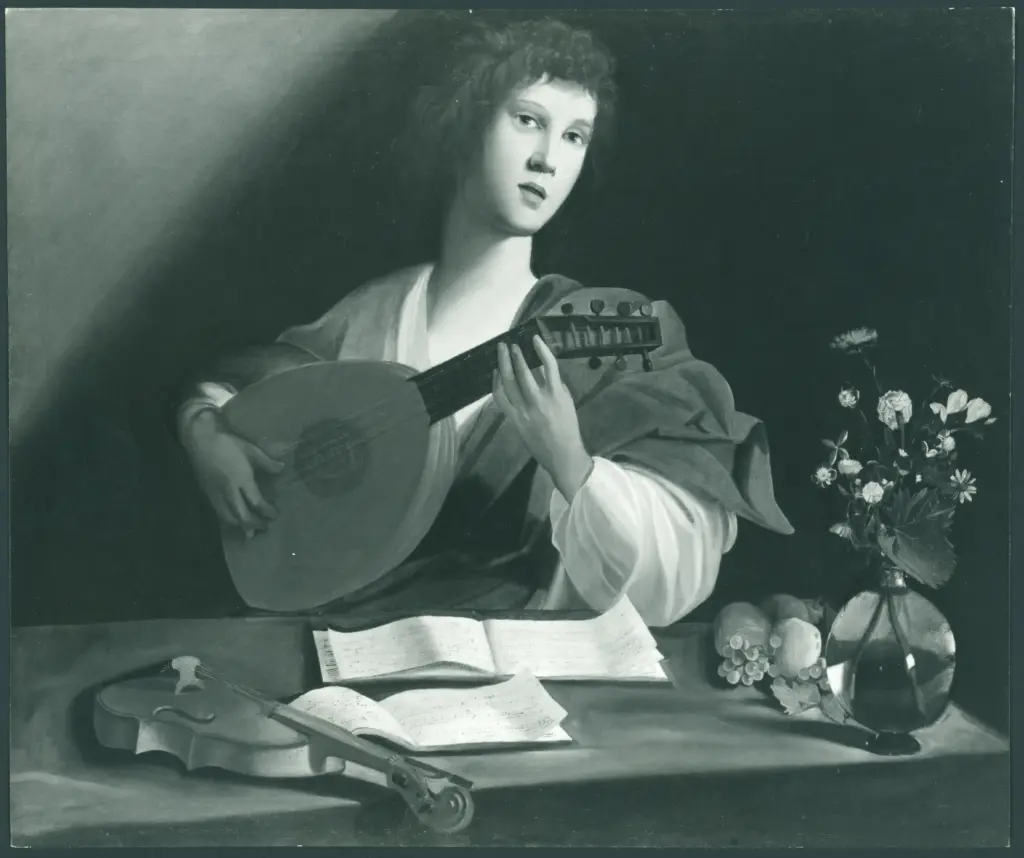 Anonimo caravaggesco italiano - sec. XVII - Suonatore di liuto