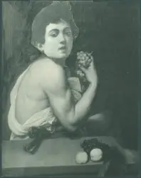 Merisi Michelangelo (Caravaggio) - sec. XVI - Autoritratto in veste di Bacco, Ragazzo con canestro di frutta: collage di R. Longhi