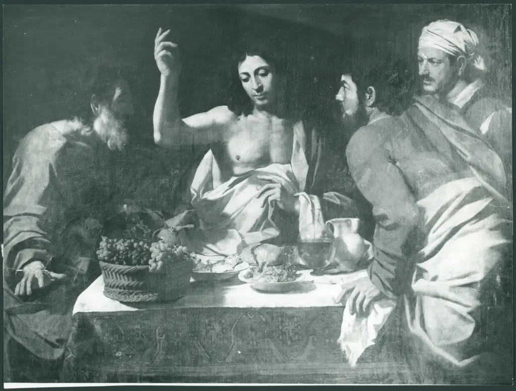 Anonimo caravaggesco italiano; Anonimo caravaggesco francese - sec. XVII - Cena in Emmaus
