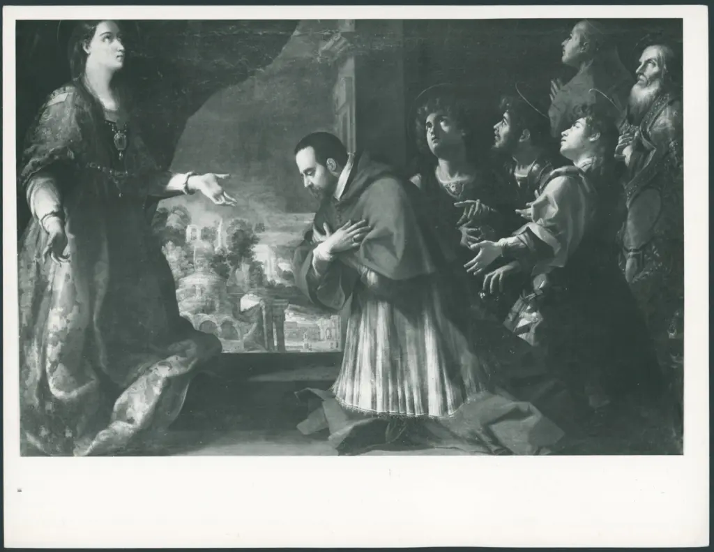 Santa Cecilia con il cardinale Paolo Emilio Sfrondato orante e i santi Valeriano, Massimo, Tiburzio, Lucio Papa e Urbano Papa