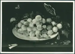 Piatto con frutta e due farfalle