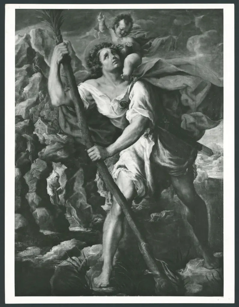 Borgianni Orazio  - sec. XVII - San Cristoforo guada il fiume con Gesù Bambino sulle spalle