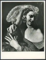 Figura femminile con teschio e garofano