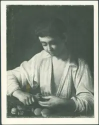 Ragazzo che sbuccia un frutto