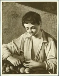 Ragazzo che sbuccia un frutto