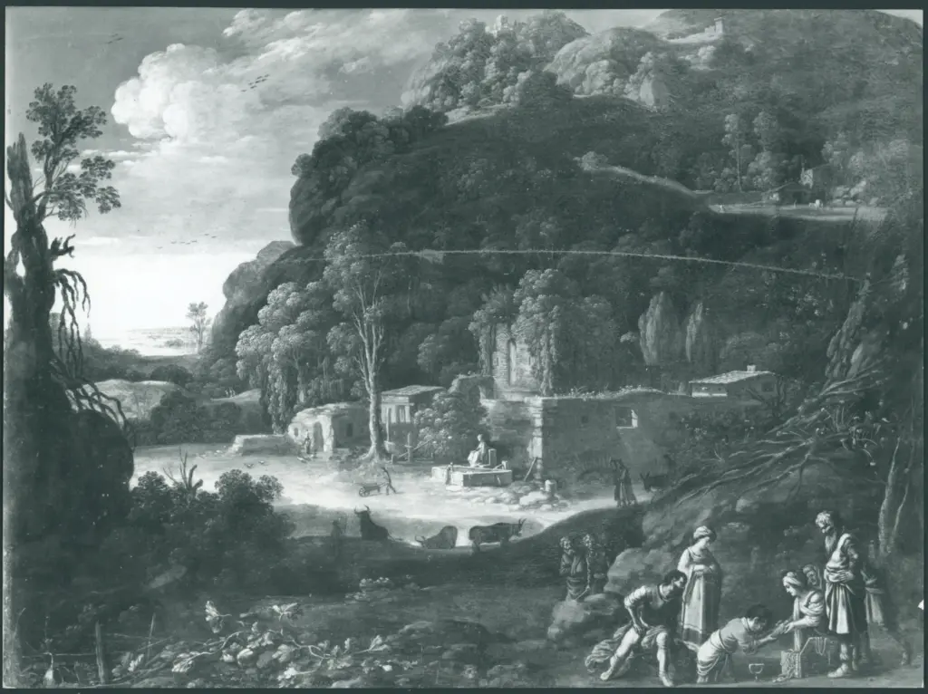 Scena ambientata in un paesaggio rurale