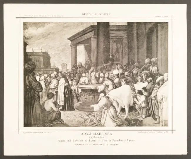 Deutsche Schule. Adam Elsheimer 1578-1620. Paulus und Barnabas zu Lystra - Paul et Barnabas à Lystra