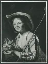 Contadina con nido di colombi