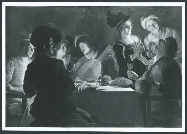 Honthorst Gerrit van (Gherardo delle Notti) - sec. XVII - Banchetto con suonatore di liuto