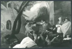 Rissa tra uomini in paesaggio rurale