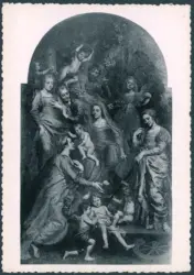 Incoronazione di sant'Orsola con santa Caterina d'Alessandria, santa Barbara, altri santi e angeli