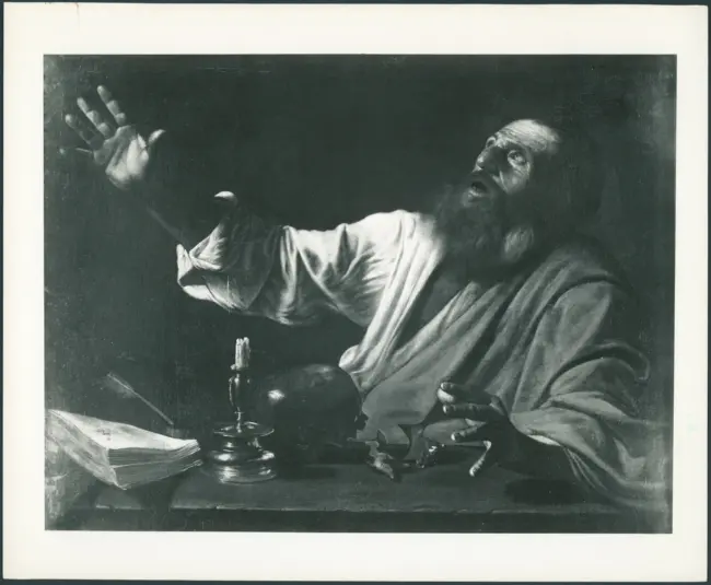 School of Caravaggio. Italian (?) 17th century. The Vision of St. Jerome