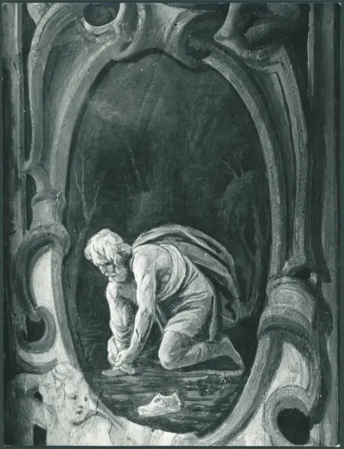 Ottino Pasquale (Pasqualotto) - sec. XVII - Scene bibliche: Storie della vita di Mosè (Mosè che si toglie i calzari)