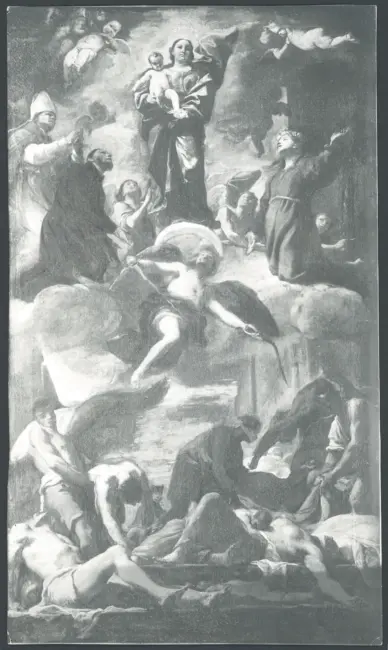 La Madonna, san Gennaro, santa Rosalia e san Francesco Saverio intercedono per la protezione di Napoli durante la peste