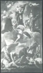 La Madonna, san Gennaro, santa Rosalia e san Francesco Saverio intercedono per la protezione di Napoli durante la peste