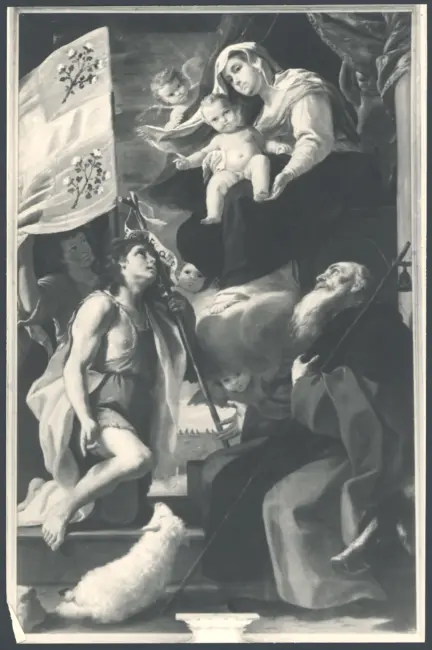 Preti Mattia (Cavalier Calabrese) - sec. XVII - Madonna con Bambino in trono tra san Giovanni Evangelista e sant'Antonio Abate