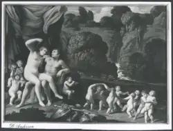 Venere e Marte con corteo di amorini e paesaggio