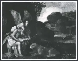 Saraceni Carlo; Elsheimer Adam (?) - sec. XVII - Paesaggio con san Girolamo e l'angelo
