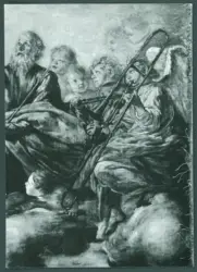 Serodine Giovanni - sec. XVII - Incoronazione di Maria Vergine e il velo della Veronica esposto tra san Pietro, san Paolo, san Giovanni Evangelista, sant'Antonio Abate, san Carlo Borromeo e san Sebastiano