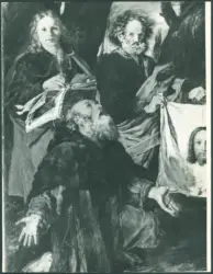 Serodine Giovanni - sec. XVII - Incoronazione di Maria Vergine e il velo della Veronica esposto tra san Pietro, san Paolo, san Giovanni Evangelista, sant'Antonio Abate, san Carlo Borromeo e san Sebastiano