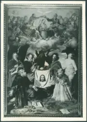 Serodine Giovanni - sec. XVII - Incoronazione di Maria Vergine e il velo della Veronica esposto tra san Pietro, san Paolo, san Giovanni Evangelista, sant'Antonio Abate, san Carlo Borromeo e san Sebastiano