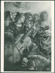 Serodine Giovanni - sec. XVII - Incoronazione di Maria Vergine e il velo della Veronica esposto tra san Pietro, san Paolo, san Giovanni Evangelista, sant'Antonio Abate, san Carlo Borromeo e san Sebastiano