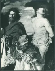 Serodine Giovanni - sec. XVII - Incoronazione di Maria Vergine e il velo della Veronica esposto tra san Pietro, san Paolo, san Giovanni Evangelista, sant'Antonio Abate, san Carlo Borromeo e san Sebastiano