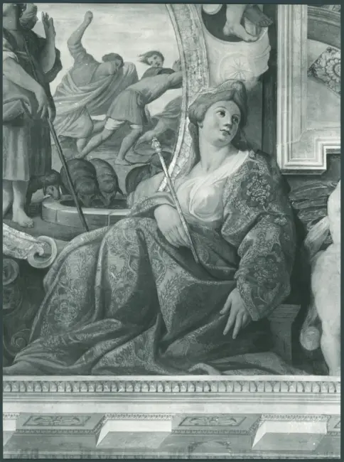 Galli Giovanni Antonio (Spadarino) (?) - sec. XVII - Scene bibliche: Mosè e i Madianiti (particolare)