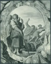 Galli Giovanni Antonio (Spadarino) (?) - sec. XVII - Scene bibliche: Mosè e i Madianiti (particolare)