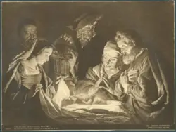 Fürstl. Liechtensteinische Gemälde-Galerie in Wien. Gerard Honthorst. Anbetung del Hirten
