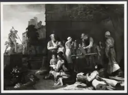 Sweerts Michael - sec. XVII - Artista disegna il Nettuno e Tritone di Bernini nel cortile di villa Montalto