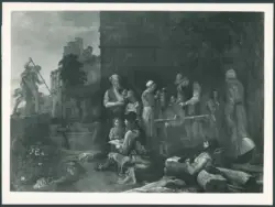 Sweerts Michael - sec. XVII - Artista disegna il Nettuno e Tritone di Bernini nel cortile di villa Montalto