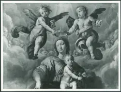 D'Enrico Antonio (Tanzio da Varallo) - sec. XVII - Madonna con Bambino in gloria con san Domenico e san Francesco