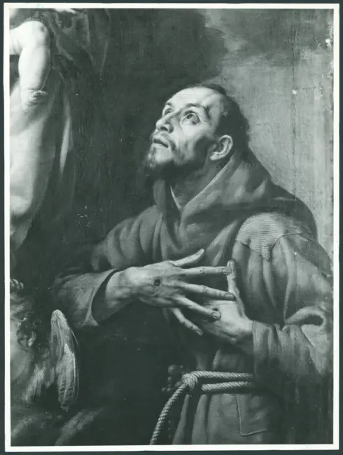 D'Enrico Antonio (Tanzio da Varallo) - sec. XVII - Madonna con Bambino in gloria con san Domenico e san Francesco