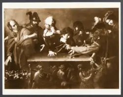 Valentin de Boulogne - sec. XVII - Negazione di san Pietro e giocatori di dadi