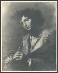 Valentin de Boulogne - sec. XVII - Giovane coronato di alloro con flauto